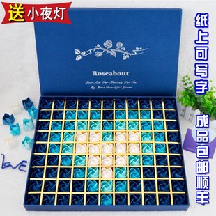 99朵手工折紙川崎玫瑰花DIY手揉紙花材料包成品禮盒情人節禮物