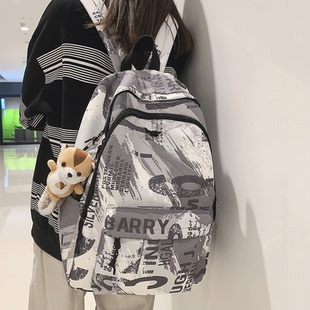 ins潮酷大容量雙肩包2025新款 日韓書包女高中生大學生休閑背包男