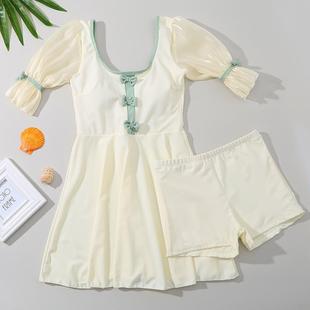 泳衣女款 可愛(ài)女孩公主學(xué) 初中生微胖女孩女中大童泳衣兒童分體裙式