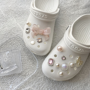 洞洞鞋 通用配飾 卡洛馳鞋 面裝 少女粉 花crocs鞋 飾diy 甜蜜散落