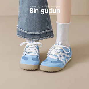 透氣百搭輕便運(yùn)動(dòng)休閑拼色阿甘鞋 真皮厚底德訓(xùn)鞋 女網(wǎng)面2025夏新款