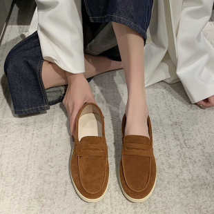 休閑百搭樂福鞋 軟底豆豆鞋 一腳蹬懶人單鞋 新款 平底43 女2025年春季