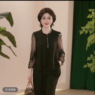 民族風短袖 小衫 氣質新款 復古時尚 媽媽裝 2025中國風中老年女夏裝