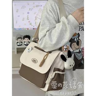 新品 上課休閑單肩包背包學生大容量郵差 日系ins風復古斜挎包包女