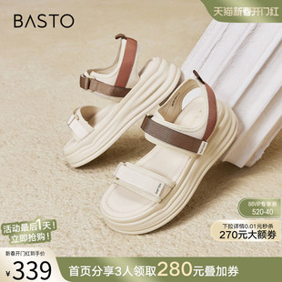 現(xiàn)貨百思圖夏商場新款 BG191BL4 戶外休閑運(yùn)動(dòng)涼厚底增高女沙灘涼鞋