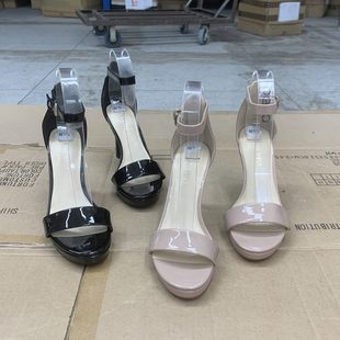 休閑百搭圓頭細(xì)高跟一字帶露趾涼鞋 純色時(shí)尚 原單夏季 外貿(mào)女鞋