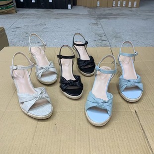 百搭舒適純色露趾防水臺圓頭 女時尚 外貿原單坡跟涼鞋 秋夏新款