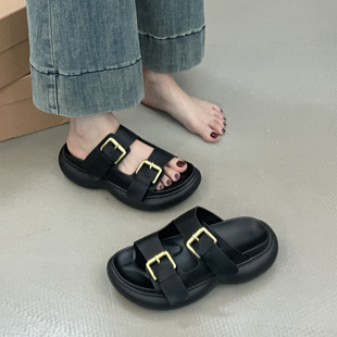 外穿輕便圓頭羅馬增高涼拖 女夏季 SGIRL TWTW厚底松糕底一字拖鞋
