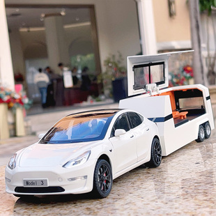 超大號特斯拉model3合金車模仿真網紅露營房車汽車模型男孩玩具車
