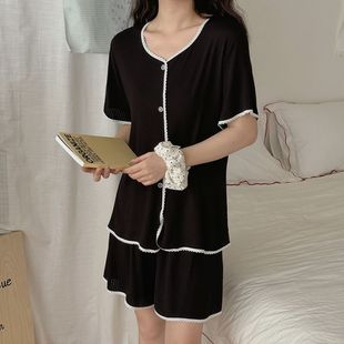 家居服套裝 莫代爾睡衣女夏季 甜美韓系寬松休閑網紅風夏款 短褲 短袖