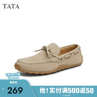 2025春新PEG01AM5 休閑懶人真皮豆豆鞋 TATA他她一腳蹬商務(wù)皮鞋 男士