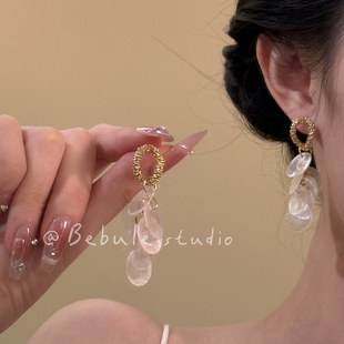 波波里晚風 高級感天然貝殼流蘇耳環女夸張海邊度假風耳飾耳夾