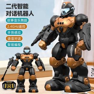 跨境兒童智能語音對話機器人遙控編程手勢感應戰警電動模型玩具
