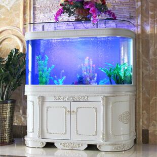 熱銷創意歐式 魚缸水族箱中型1.2米圓形玻璃大型1.5米客廳家用金魚