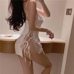 新品 純欲風(fēng)低胸V領(lǐng)顯胸大性感睡衣側(cè)邊可解綁帶大膽鏤空誘惑情調(diào)