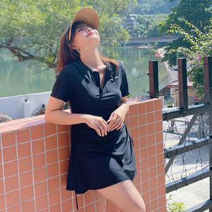 泳衣遮肉顯瘦女胖mm專業運動分體裙式 泳裝 泡溫泉短袖 新款 時尚 大碼