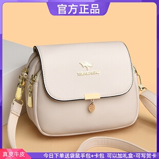 休閑單肩斜挎包女包真皮小包包2025中年媽媽包包 新款 正品 袋鼠夏季