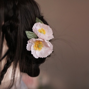 「虞美人」花朵鴨嘴夾海邊度假風(fēng)花朵發(fā)夾古風(fēng)甜美寫真虞美人發(fā)飾