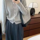 外搭 春秋冬女圓領毛衣外套寬松百搭羊絨針織衫 反季 清倉純羊絨開衫