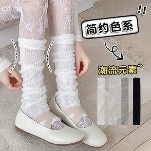 日系減齡中筒襪jk洛麗塔花邊短襪搭小皮鞋 無骨襪子女夏季 薄款