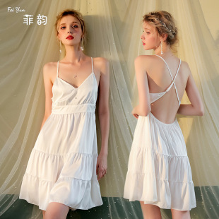 睡衣高腰顯瘦中款 純欲風(fēng)性感睡裙冰絲情趣誘惑女式 吊帶裙 新款 夏季
