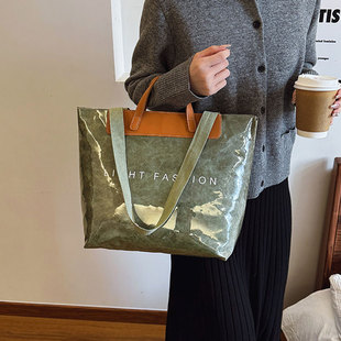 杜邦牛皮紙手提通勤包包女士2025新款 大容量單肩包休閑托特包 時尚