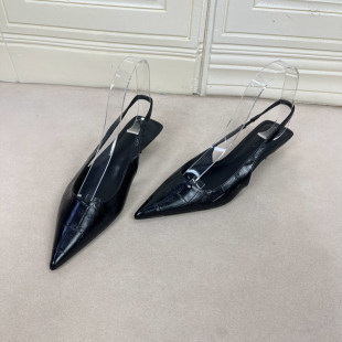 百搭細跟日常涼鞋 shoes尖頭淺口純色一腳蹬時尚 新款 外貿原單女鞋