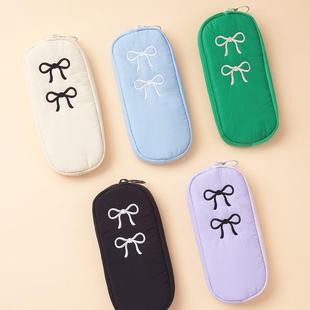 韓國antennashop蝴蝶結刺繡筆袋少女心大容量中學生文具袋鉛筆盒