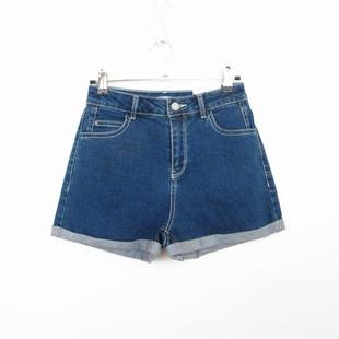女 百搭高腰A字顯瘦顯高翻邊薄牛仔短褲 cache專柜正品 9177009 包郵