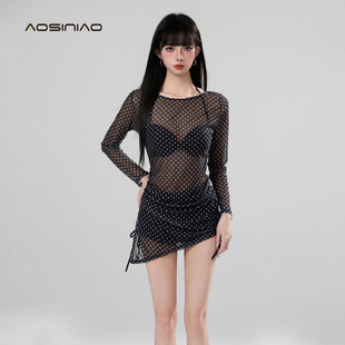 女士分體絕美泳衣2025新款 高級感純欲性感海邊度假三件套防曬泳裝