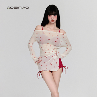三件套高級感分體游泳裝 罩衫 泳衣女性感純欲海邊度假長袖 2025新款