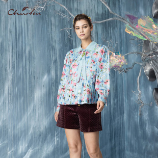 CHARFEN朝峰復古港味通勤OL氣質襯衫 323T POLO領上衣女CFC5E316
