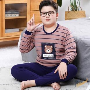 睡衣兒童內衣套裝 中大童加肥加大棉毛衫 男童秋衣秋褲 微胖童胖童裝