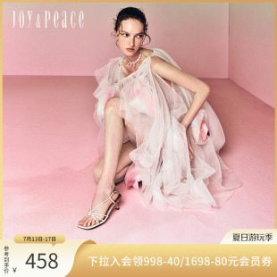 真美詩暮色微醺夏新款 女YVI19BL4 氣質燙鉆細帶高跟羅馬涼鞋