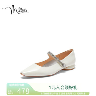 新款 氣質(zhì)粗跟女單鞋 春季 一腳蹬法式 C2388CQ3 時(shí)尚 妙麗鉆條瑪麗珍鞋