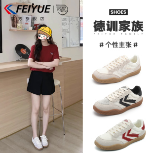 女2025夏季 網鞋 新款 爆款 feiyue 網面透氣休閑德訓小白鞋 飛躍女鞋
