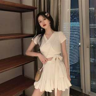 遮肚顯瘦保守ins學生溫泉度假泳裝 2021新款 泳衣女夏分體綁帶裙式