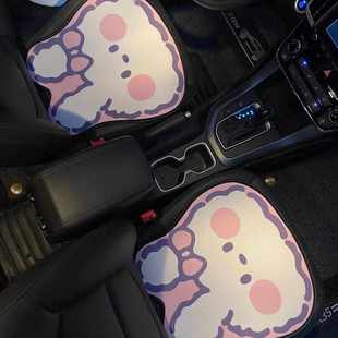 汽車坐墊四季 可愛冰絲座墊透氣女神 通用單片亞麻卡通網紅車墊夏季