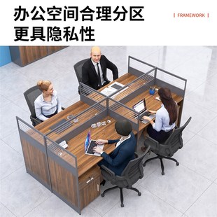 屏風辦公桌四人工位辦公家具雙六多人員工卡位辦公室職員桌椅組合
