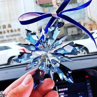 汽車掛件車內吊飾高檔水晶雪花車載掛飾女神款 飾 網紅車上后視鏡裝