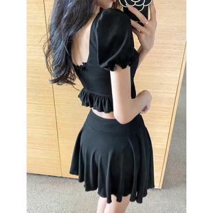 泳衣女保守遮肚顯瘦分體裙式 小胸聚攏純欲風(fēng)學(xué)生兩件套泡溫泉泳裝