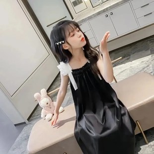 冰絲兒童睡衣女孩家居服 2023女孩公主風薄款 女童新款 吊帶睡裙夏季