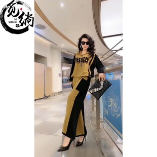 闊腿褲 覓绱時尚 洋氣減齡套裝 兩件套2021顯瘦大碼 女 氣質媽媽k秋裝