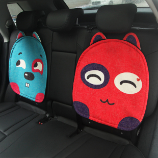 亞麻汽車用品座墊套裝 通用 靠背棉麻透氣腰墊護(hù)腰靠墊卡通坐墊四季