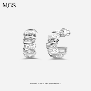 MGS 高級感輕奢漂亮耳飾 曼古銀織夢復古度假風925銀耳環2025新款