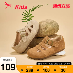復(fù)古鏤空兒童羅馬軟平底百搭勃肯涼鞋 新款 2025年夏季 紅蜻蜓女童鞋