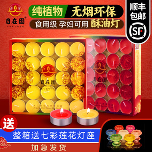 自在園酥油燈4 24小時100粒鋁殼燈家用無煙蠟燭一天蓮花長明燈