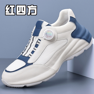 2025新款 內增高旋轉扣老爹鞋 夏季 男士 男 透氣網面運動鞋 紅四方男鞋
