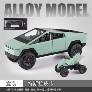 24特斯拉皮卡合金車模聲光回力汽車模型收藏擺件玩具男孩禮物