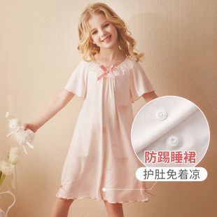 RoseTree兒童睡裙女孩夏季 莫代爾女童連體睡衣寶寶防踢家居服 薄款